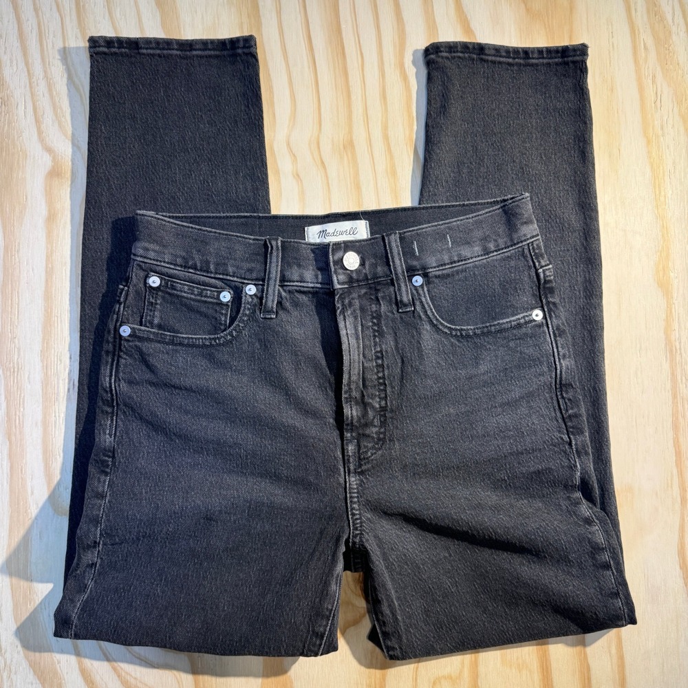 Madewell Women's The Perfect Vintage Jean Faded Black Straight Slim Fit Size 26